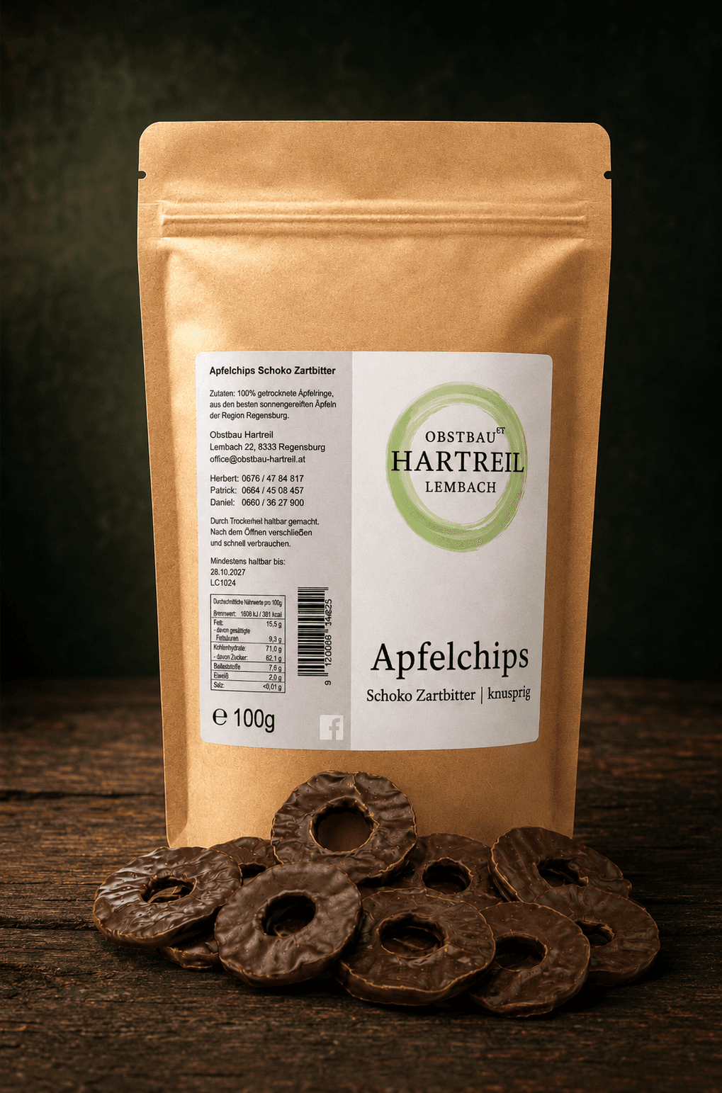 Apfelchips Schoko Zartbitter