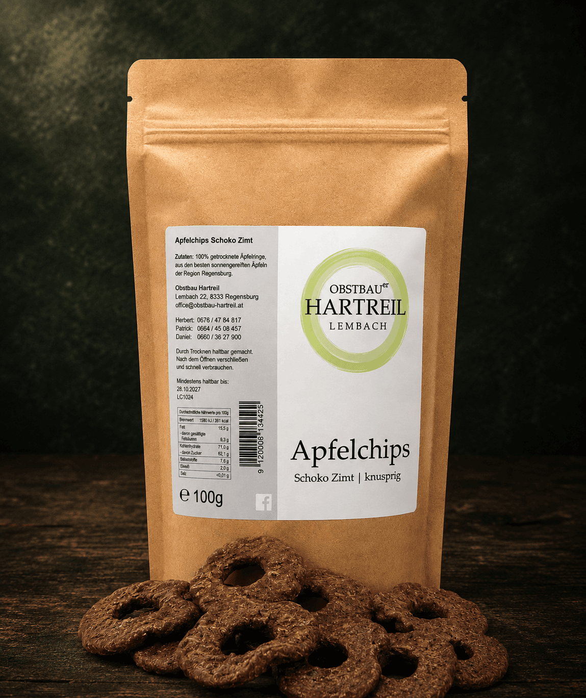Apfelchips Schoko Zimt